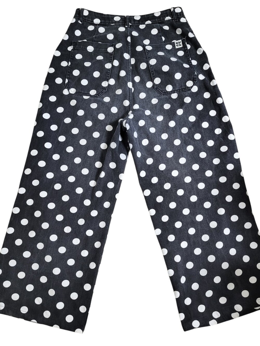 Lucy And Yak Jeans Womens Size 32R Black Wht Polka Dot High Waisted Tapered - Picture 5 of 9